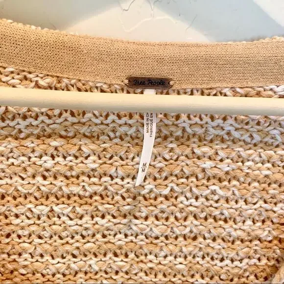 Free People muted yellow loose knit sweater size medium - Picture 5 of 11